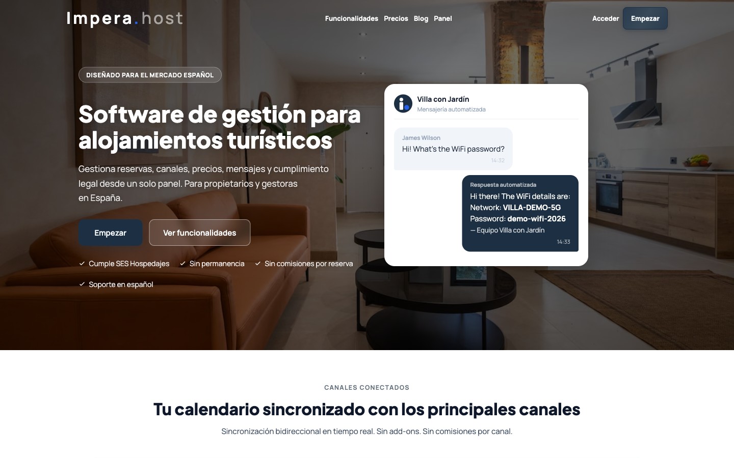 Impera Host — software de gestión para alojamientos turísticos
